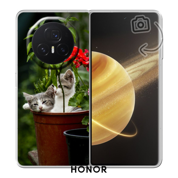 Étui de téléphone solide imprimé au dos pour Honor Magic V3