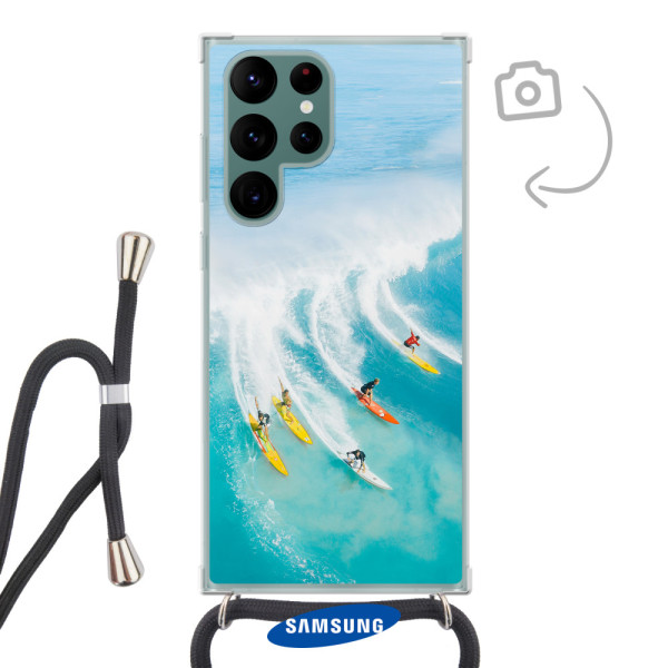 Etui de téléphone avec cordon pour Samsung Galaxy S22 Ultra